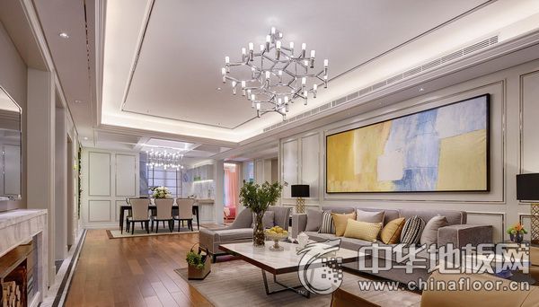 現(xiàn)代簡約風格客廳實木地板家裝效果圖  多層復合地板圖片